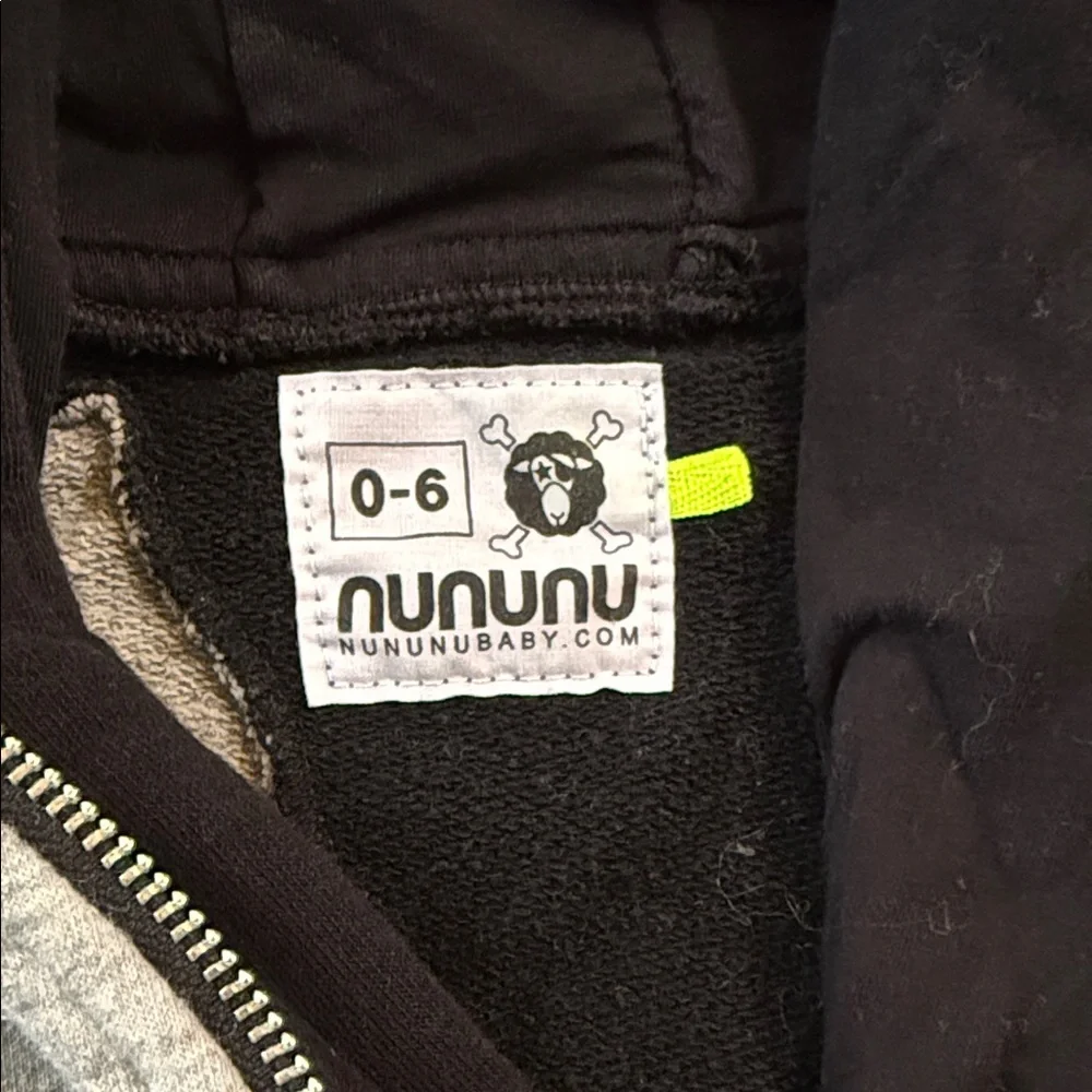 nununu Black and Gray Kids Hoodie - Picture 2 of 5